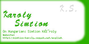 karoly simtion business card